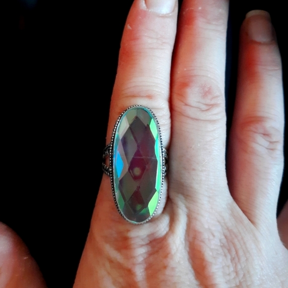 New Oversized Mercury Mystic Topaz 925 Silver Statement Ring. - Picture 1 of 8
